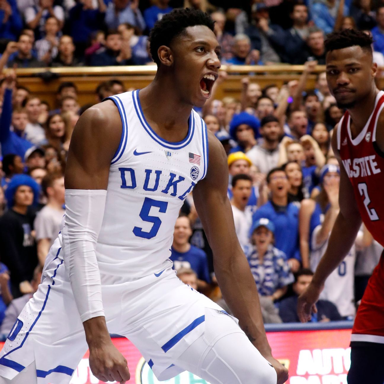 R.J. Barrett's triple double propels No. 2 Duke over NC State