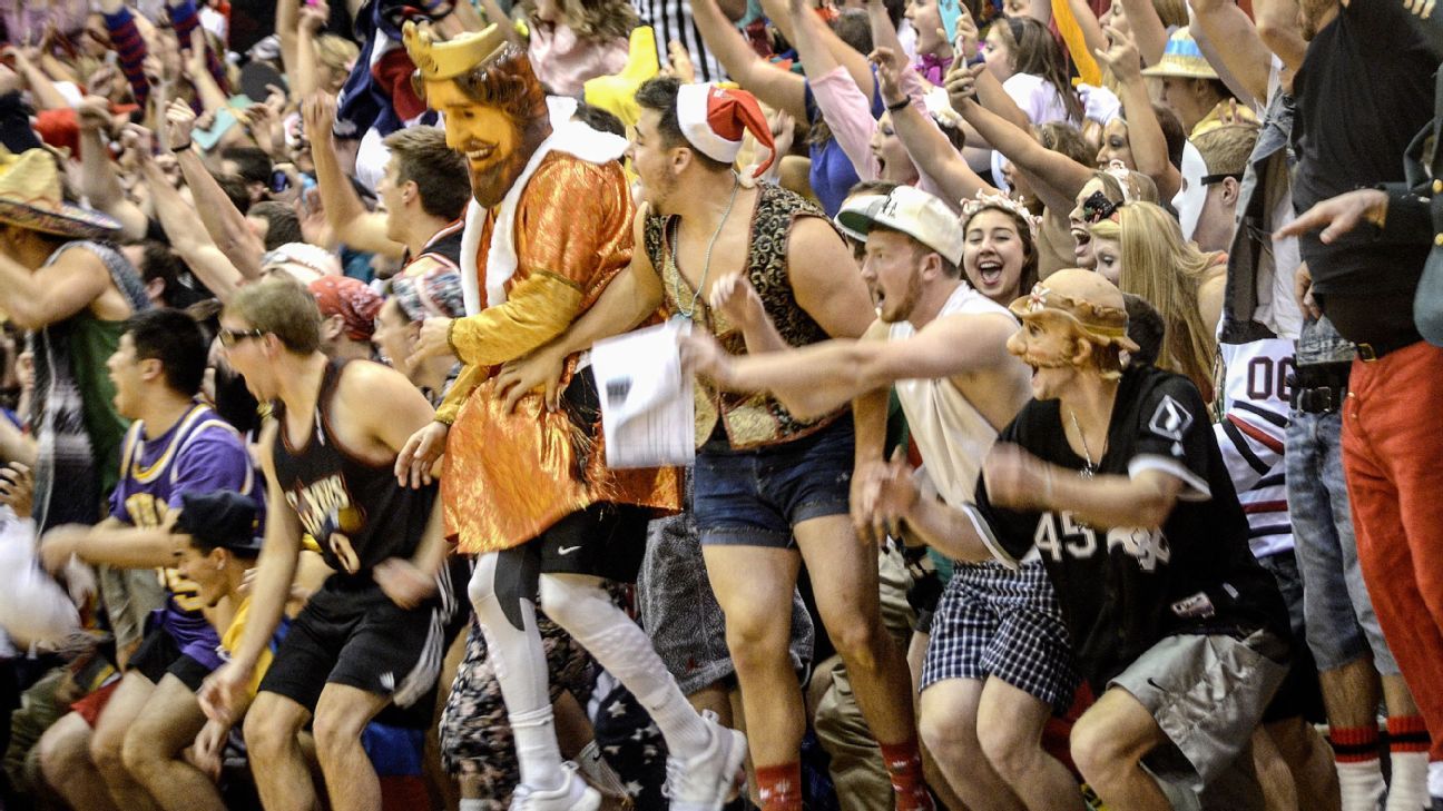 Inside student sections: Taylor University and Silent Night