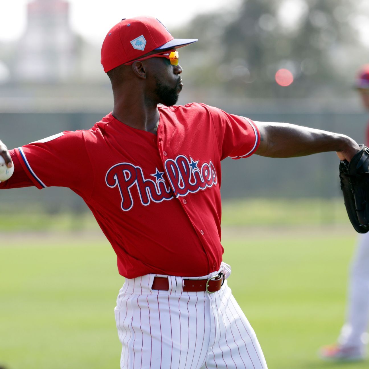 Andrew McCutchen of the Philadelphia Phillies displays his look as