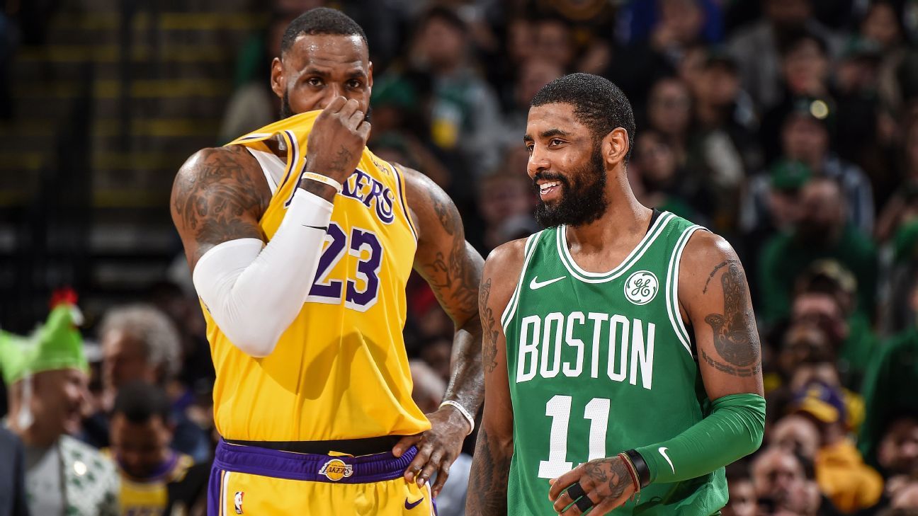 Dave McMenamin on X: Kyrie Irving (and his L knee brace) prior to