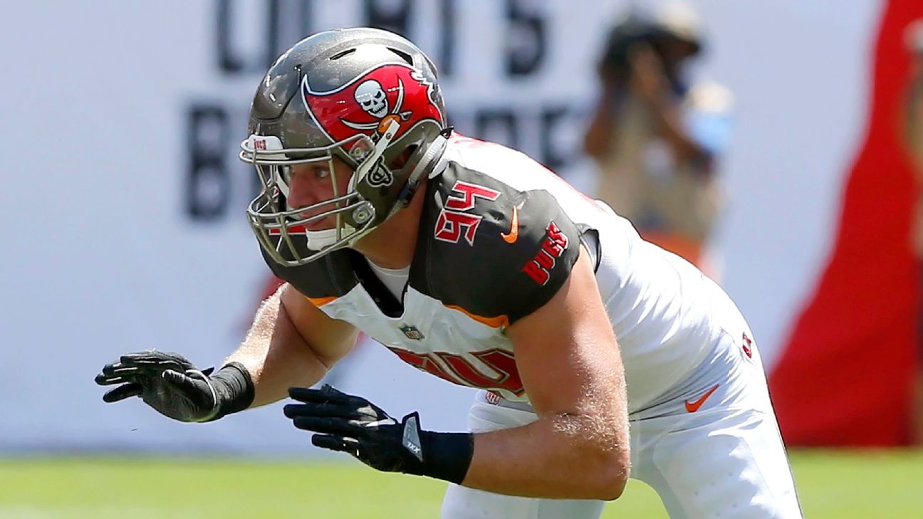 Tampa Bay Buccaneers linebacker Carl Nassib (94) stands on the