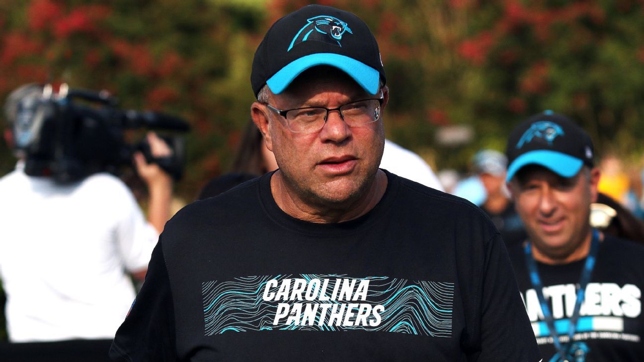 Carolina Panthers players push owner David Tepper for grass field