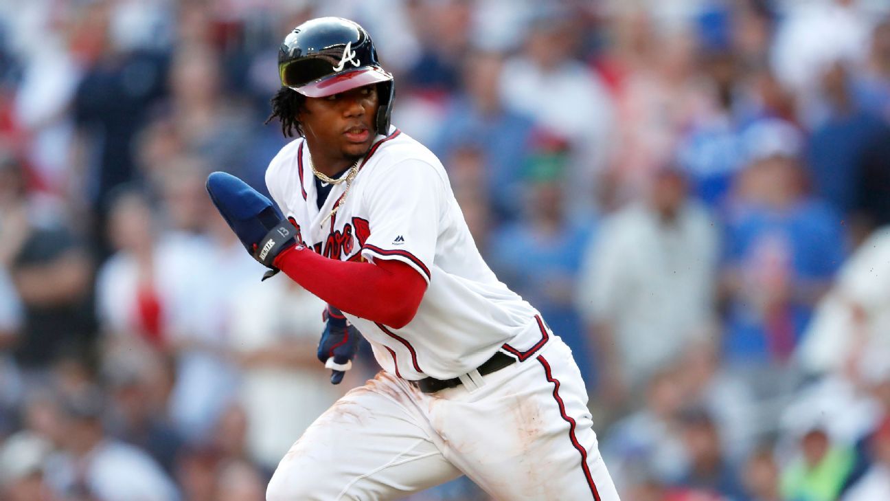 Braves' Ronald Acuna reacts to being pulled from game for not hustling