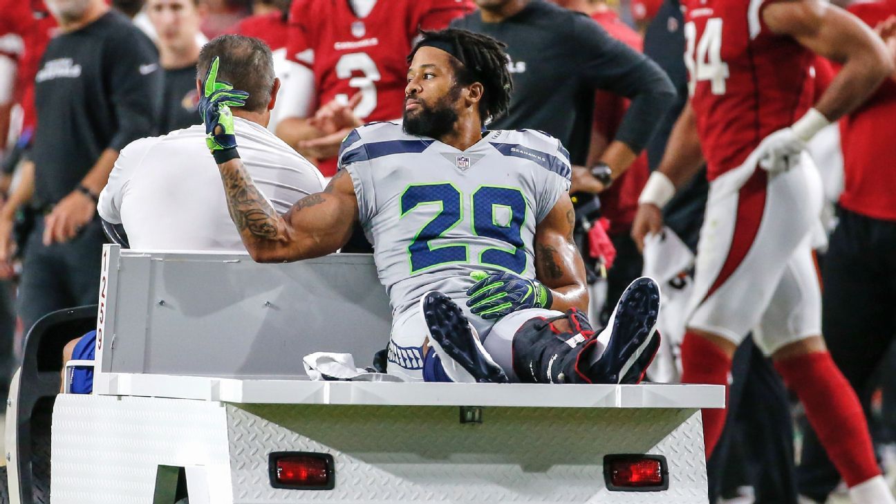 Baltimore Ravens free safety Earl Thomas lines up for a play in the first  half of an NFL football game against the Arizona Cardinals, Sunday, Sept.  15, 2019, in Baltimore. (AP Photo/Nick