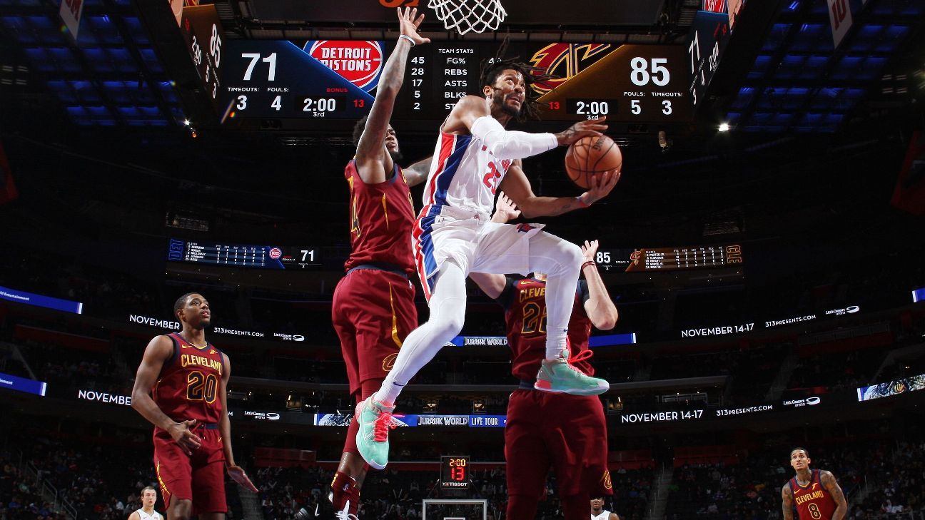 NBA on ESPN - Derrick Rose in these Detroit Pistons throwback threads is 🔥