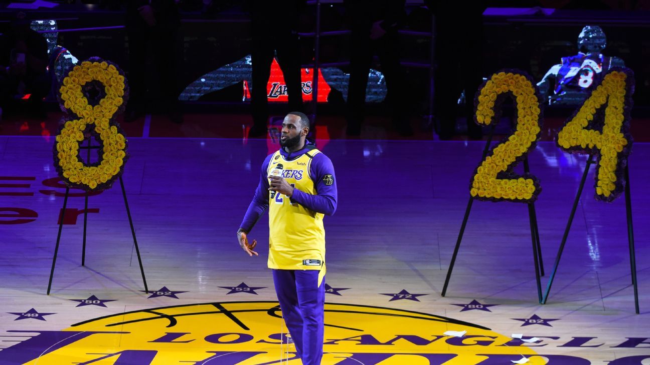 JDF Sports - The Lakers place a KB logo on the court to honor Kobe