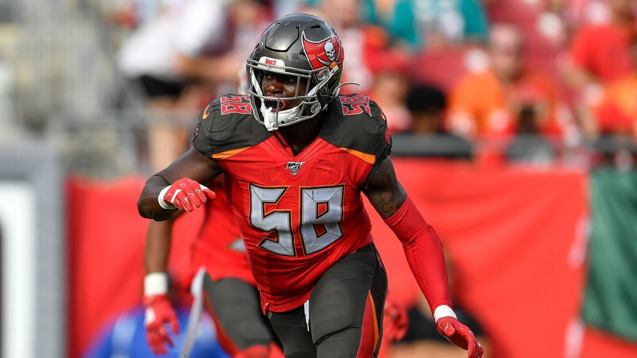 يقول المصدر إن Bucs LB Shaquille Barrett خارج الموسم مع تمزق في العرقوب