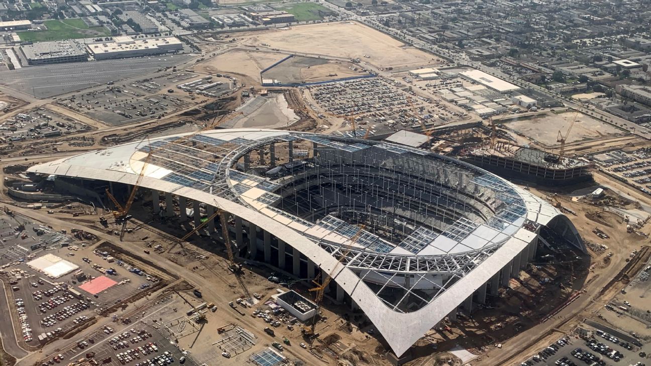 Construcción del SoFi Stadium continúa en Los Angeles dentro de