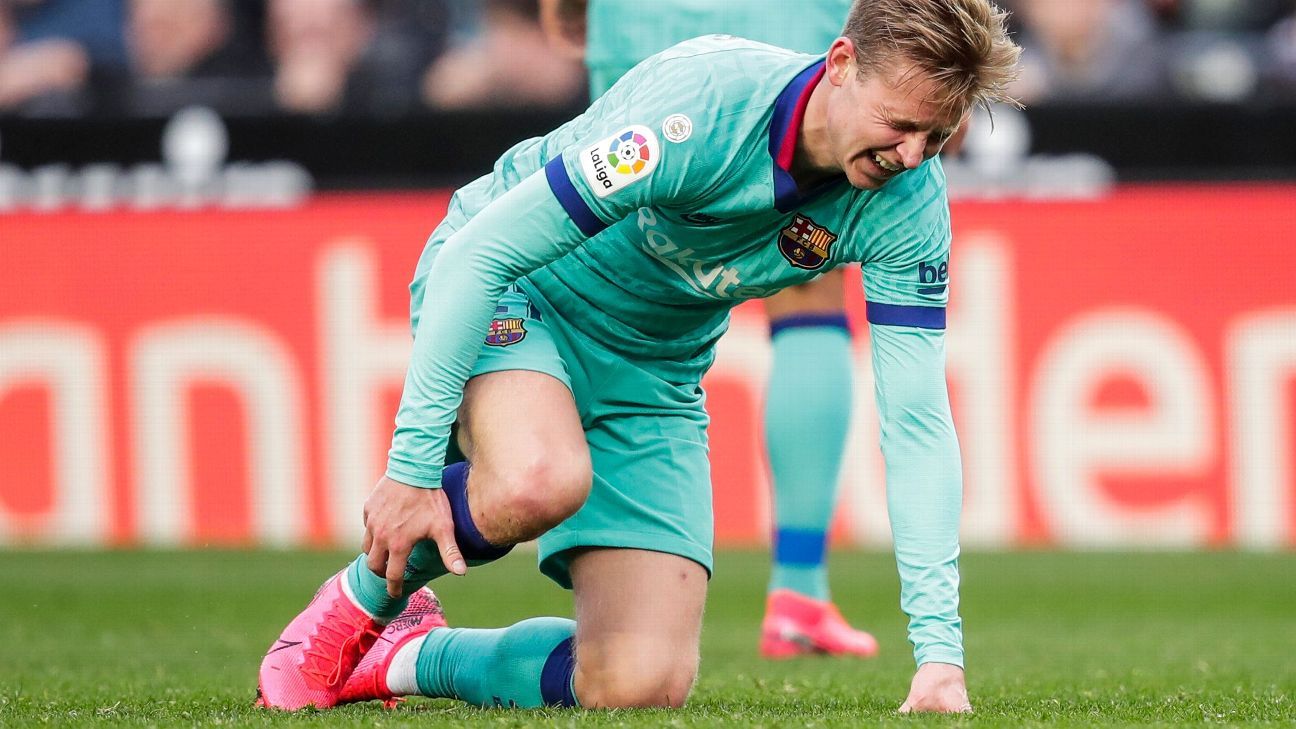 Barcelona's Frenkie De Jong suffers calf injury, out of Athletic clash