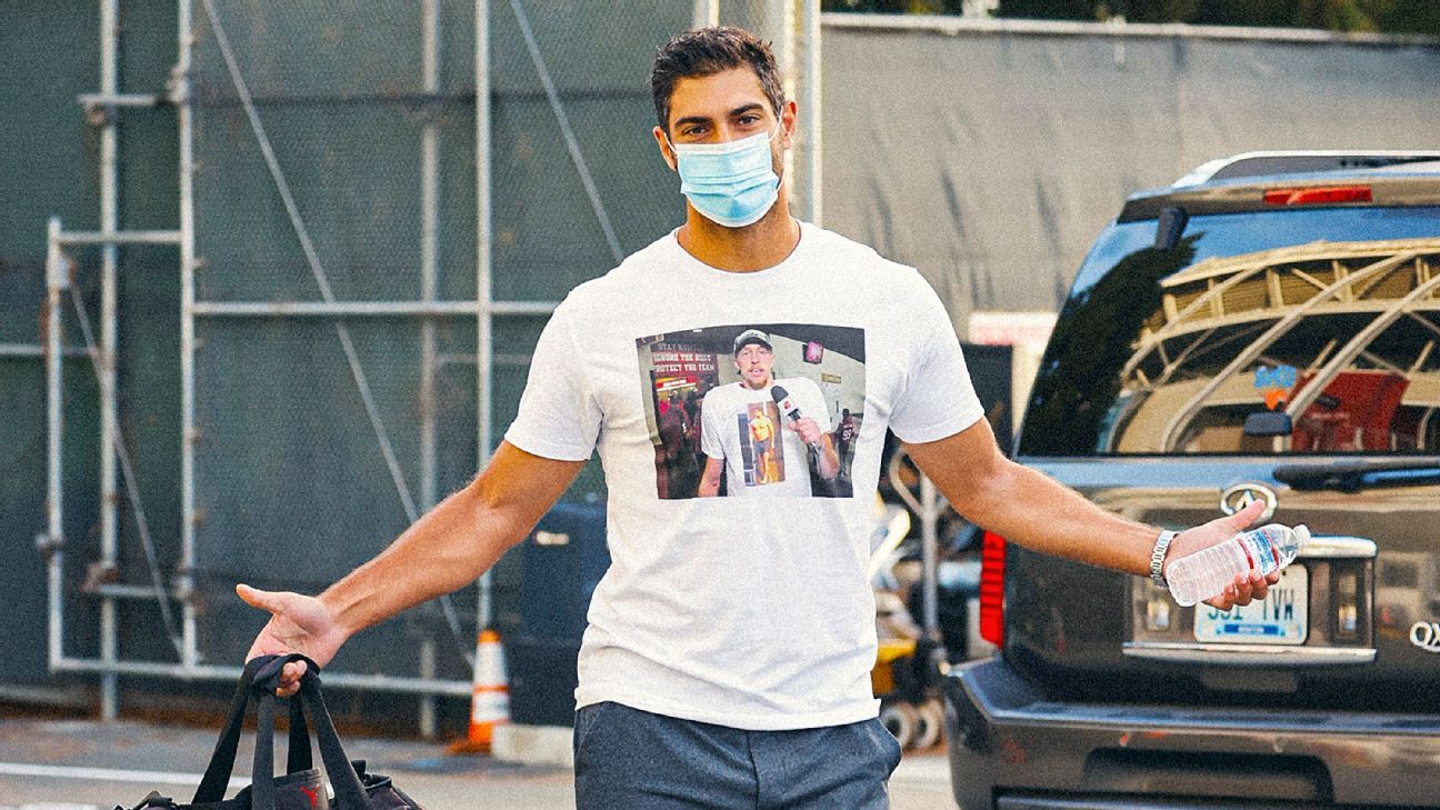 Jimmy Garoppolo shows up to 49ers training camp wearing a George Kittle  shirt