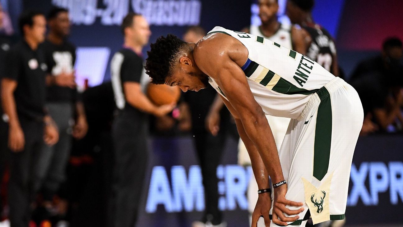 Bucks' Giannis Antetokounmpo (ankle) doesn't play in Game 5 vs. Heat