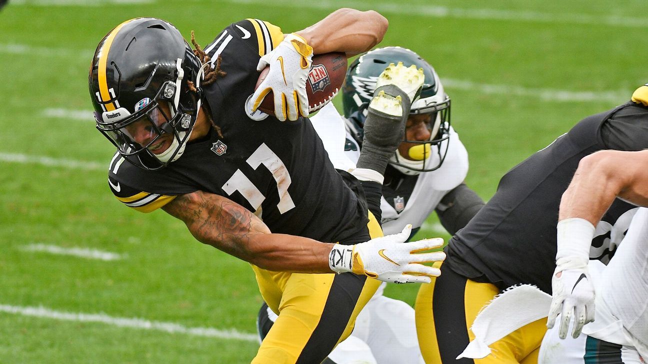 Rookie Chase Claypool scores 4 TDs as Steelers beat Eagles, move to 4-0