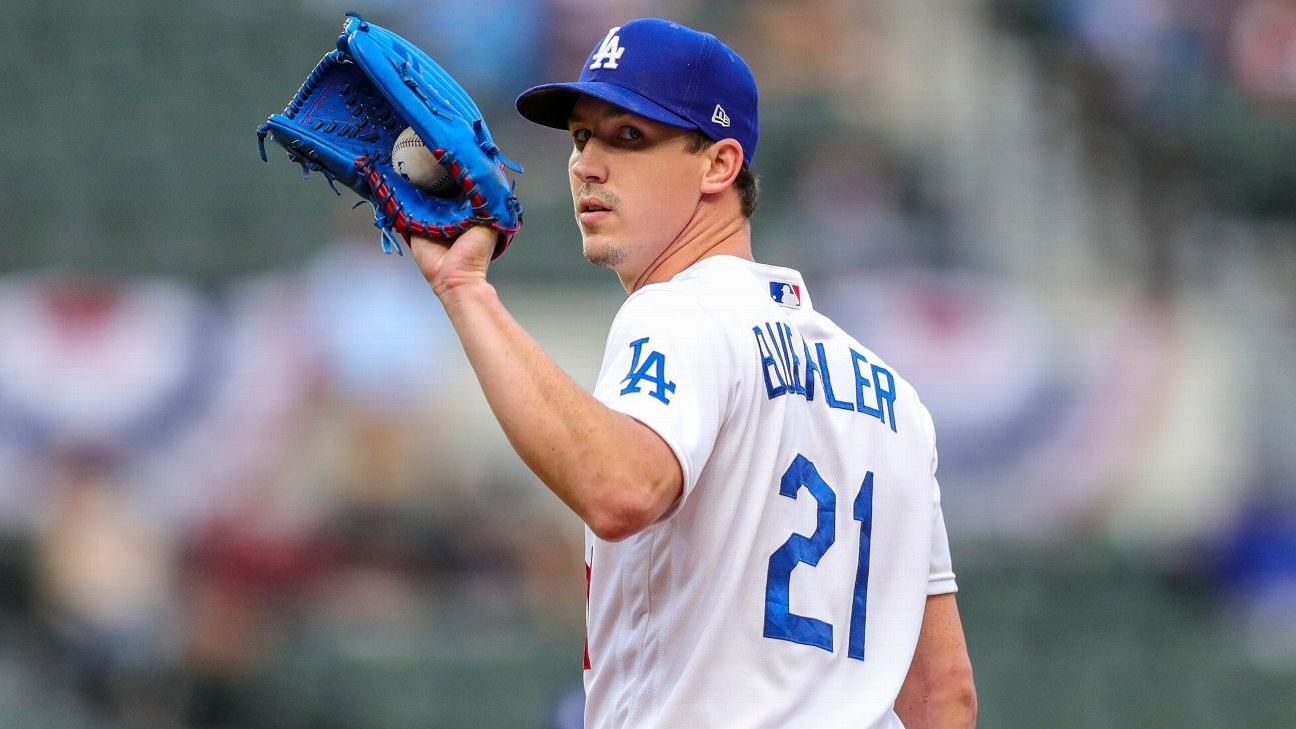 Los Angeles, United States. 16th June, 2022. LOS ANGELES, CALIFORNIA, USA -  JUNE 16: American professional baseball pitcher Walker Buehler and  girlfriend McKenzie Marcinek arrive at the Los Angeles Dodgers Foundation  (LADF)