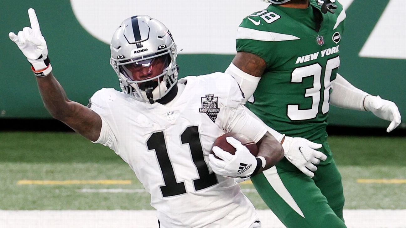 East Rutherford, New Jersey, USA. 24th Nov, 2019. Oakland Raiders defensive  end Clelin Ferrell (96) during a NFL game between the Oakland Raiders and  the New York Jets at MetLife Stadium in