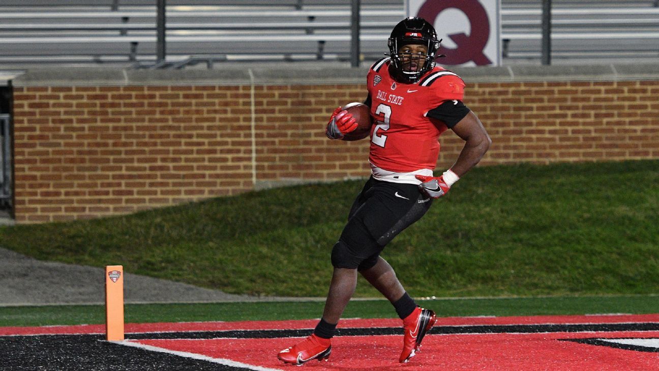 Ball State running back Caleb Huntley (2) runs against Indiana during the  first half of a college football game in Indianapolis, Saturday, Aug. 31,  2019. (AP Photo/Michael Conroy Stock Photo - Alamy