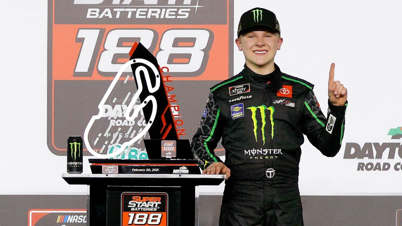 Joe Gibbs’s grandson, Ty wins the Xfinity showdown in the first NASCAR race