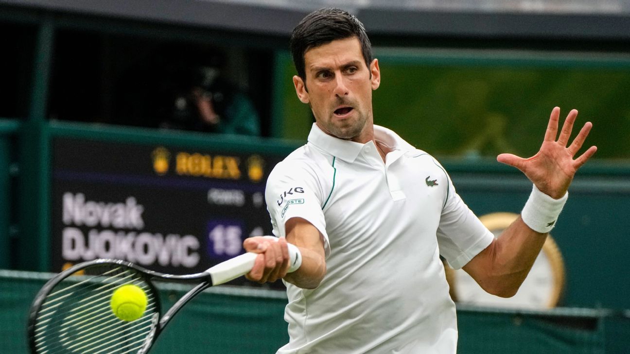 Novak Djokovic lidera.  Combate Venus Williams entre os adiados devido à chuva em Wimbledon