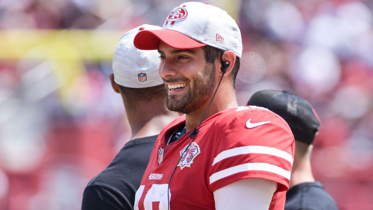 San Francisco 49ers say QB Jimmy Garoppolo, OT Trent Williams have chance to play Sunday