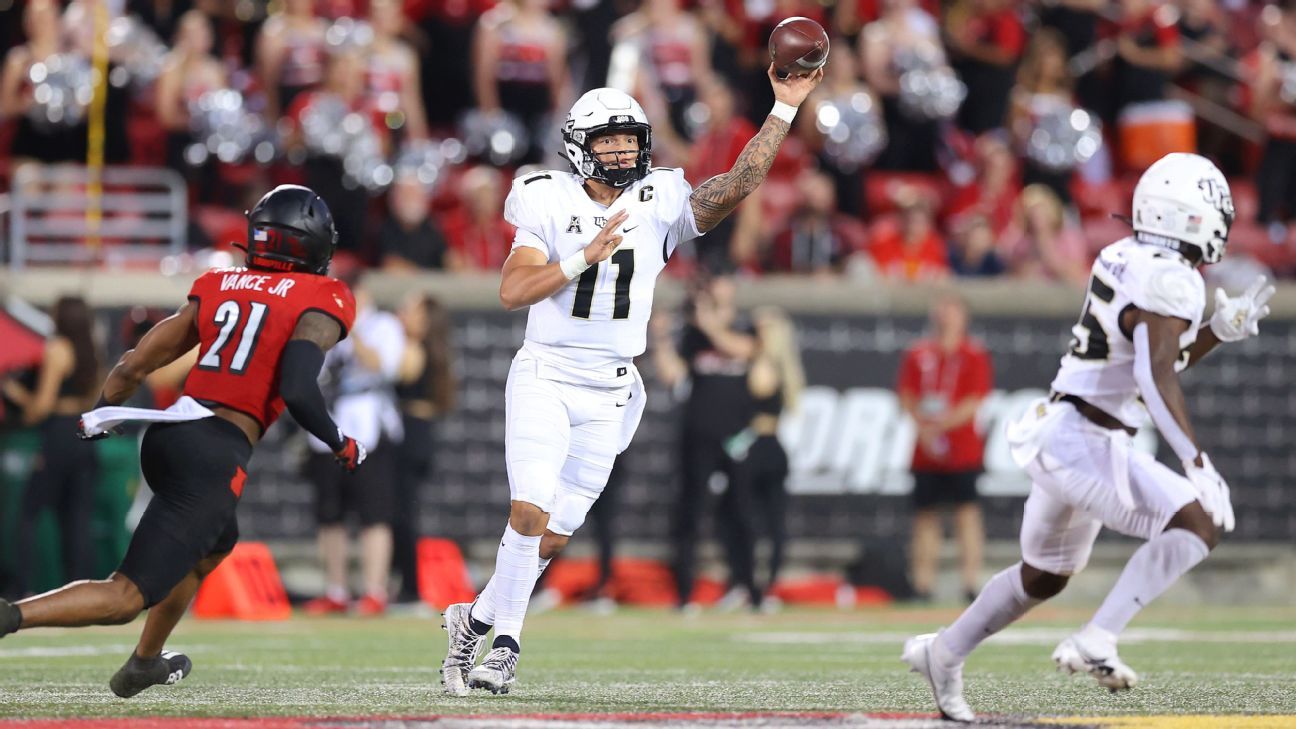 UCF Golden Knights quarterback Dillon Gabriel suffers broken clavicle; no timeta..