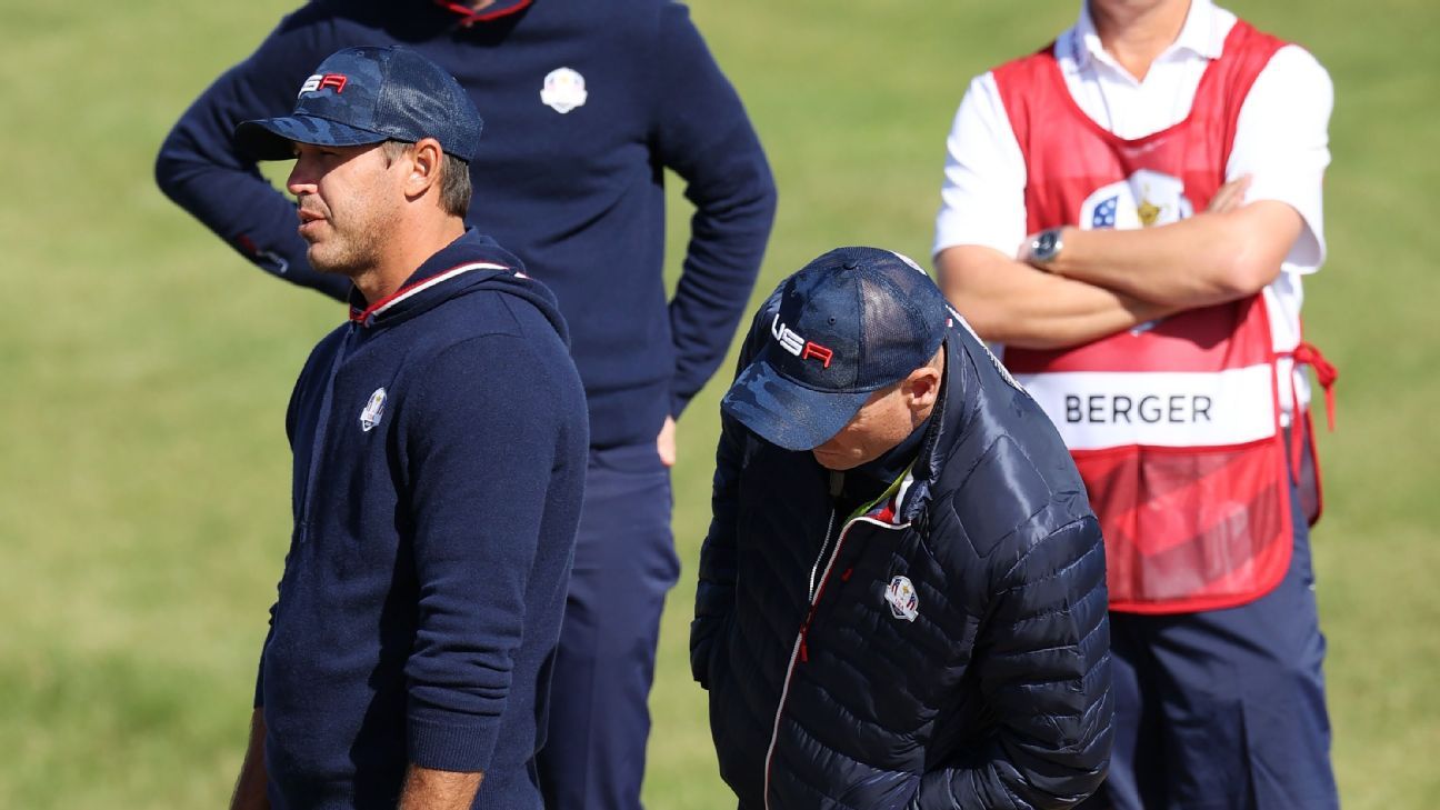 Brooks Koepka has strong words for Ryder Cup rules officials during Saturday's foursome match