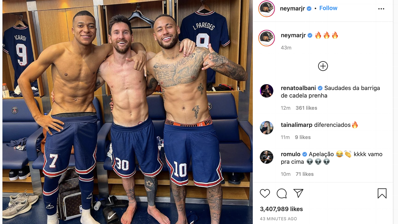 Mbappé, Messi y Neymar presumen de su primer gran triunfo juntos como tridente en la Champions League