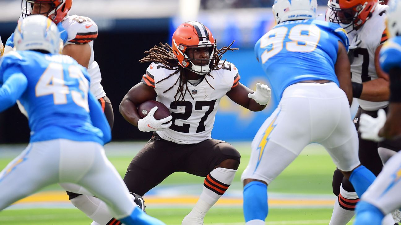 Kareem Hunt injury update: Browns RB not on injury report ahead of Week 4 vs.  Ravens - DraftKings Network