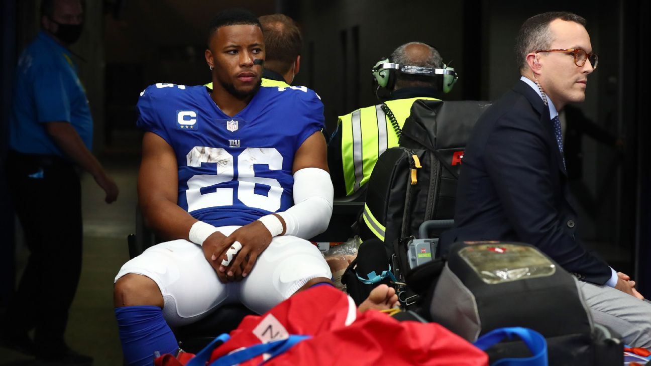 New York Giants RB Saquon Barkley, QB Daniel Jones, WR Kenny Golladay ruled out