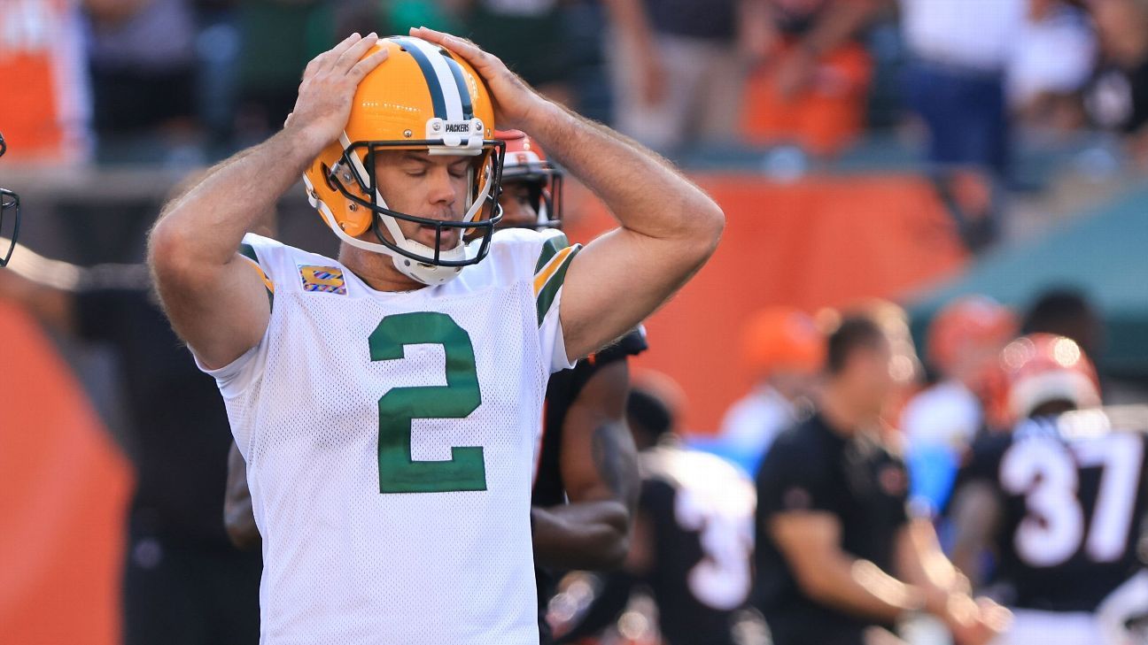 Green Bay Packers coach absolves kicker Mason Crosby of some blame for end-of-ga..
