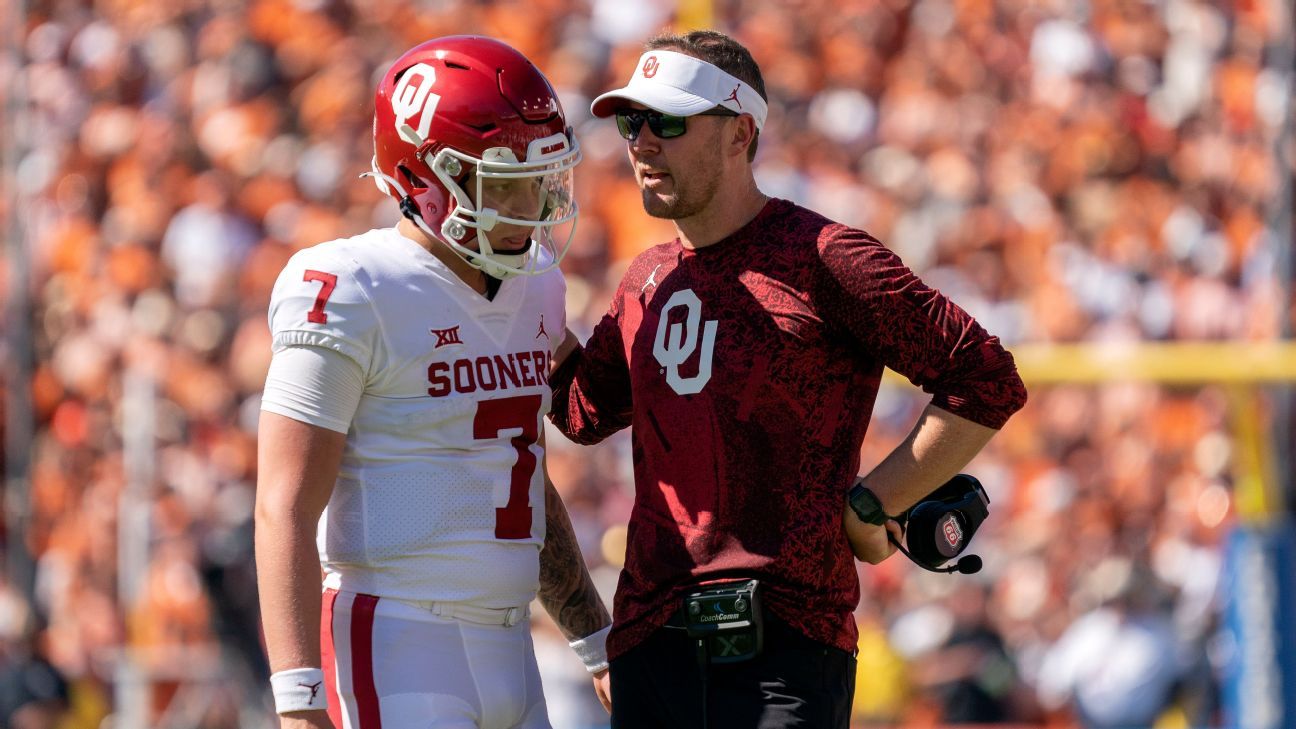 A mãe de Lincoln, Riley, no início da partida Oklahoma QB x TCU – ‘Vamos ver como vai’