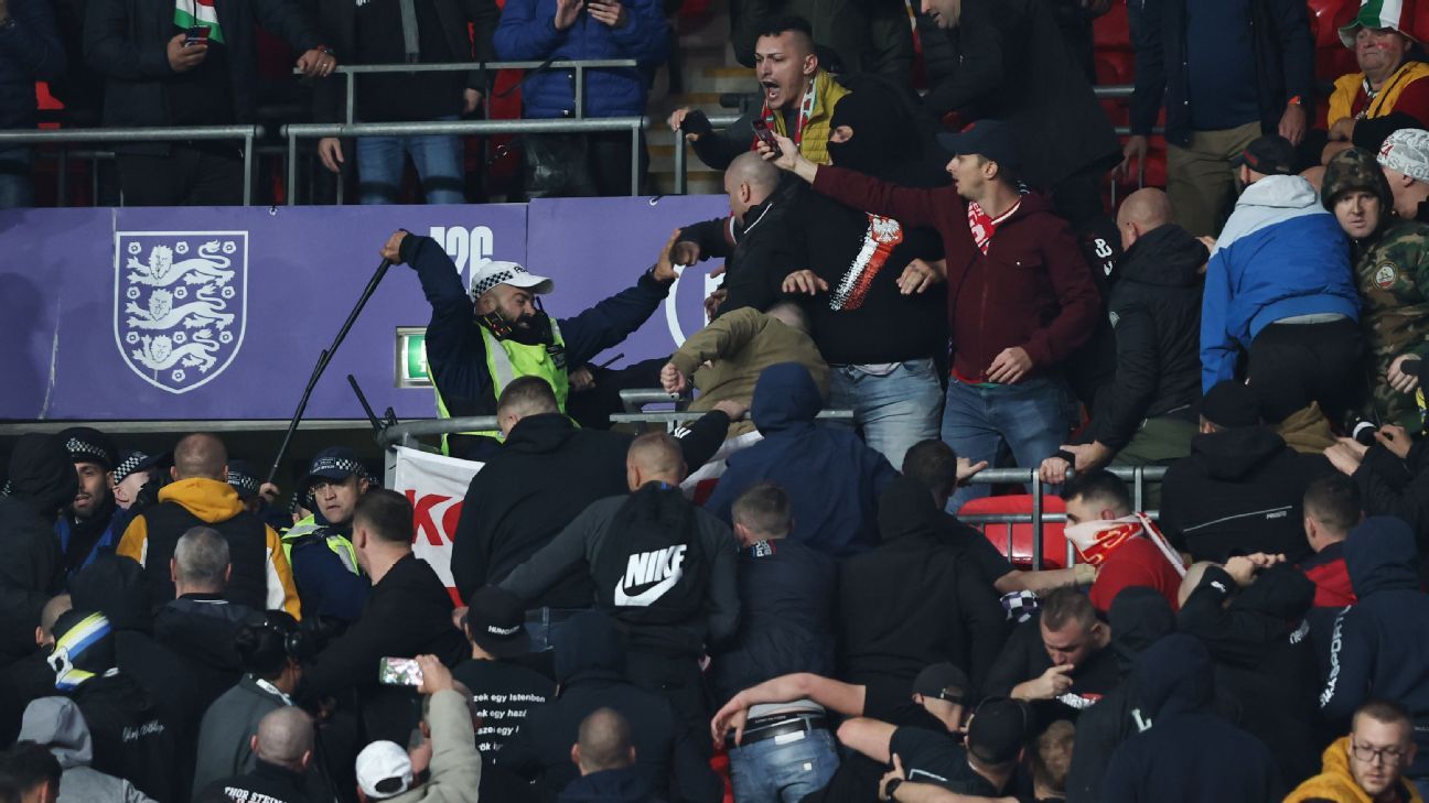 Hungary fans, police clash at England game at Wembley