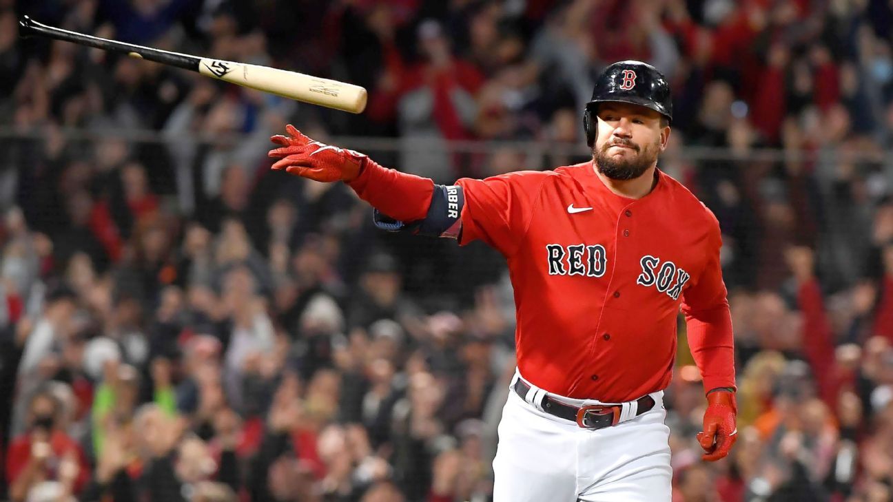 Red Sox' Kyle Schwarber dons Waltham Hawks shirt after epic grand slam