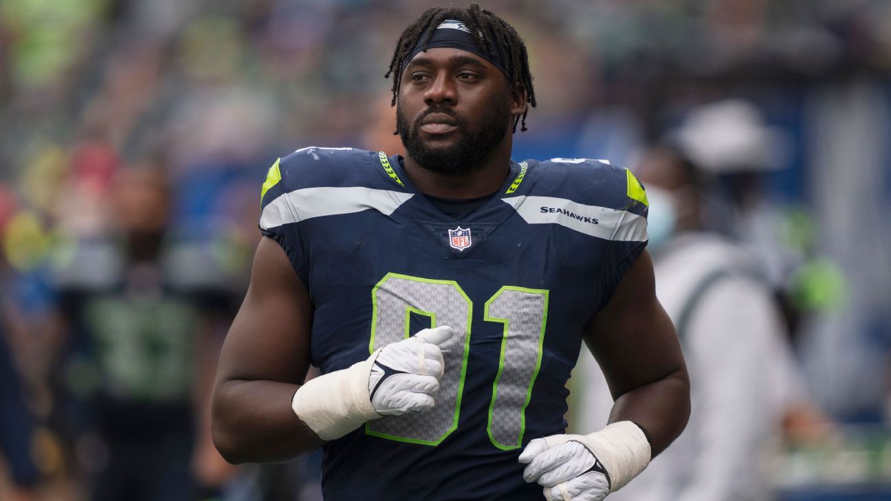 Seattle Seahawks' L.J. Collier walks off the field after an NFL