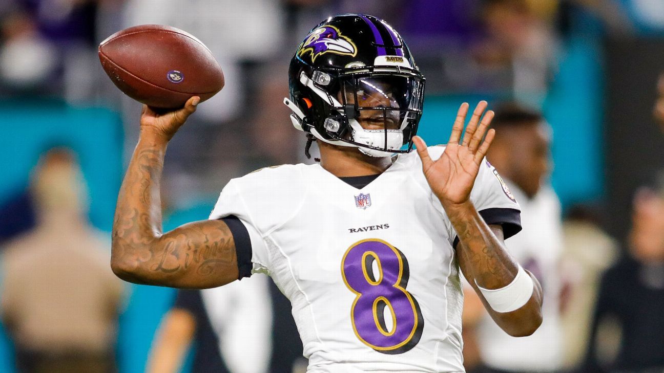 Baltimore Ravens QB Lamar Jackson inactive because of illness not related to COV..