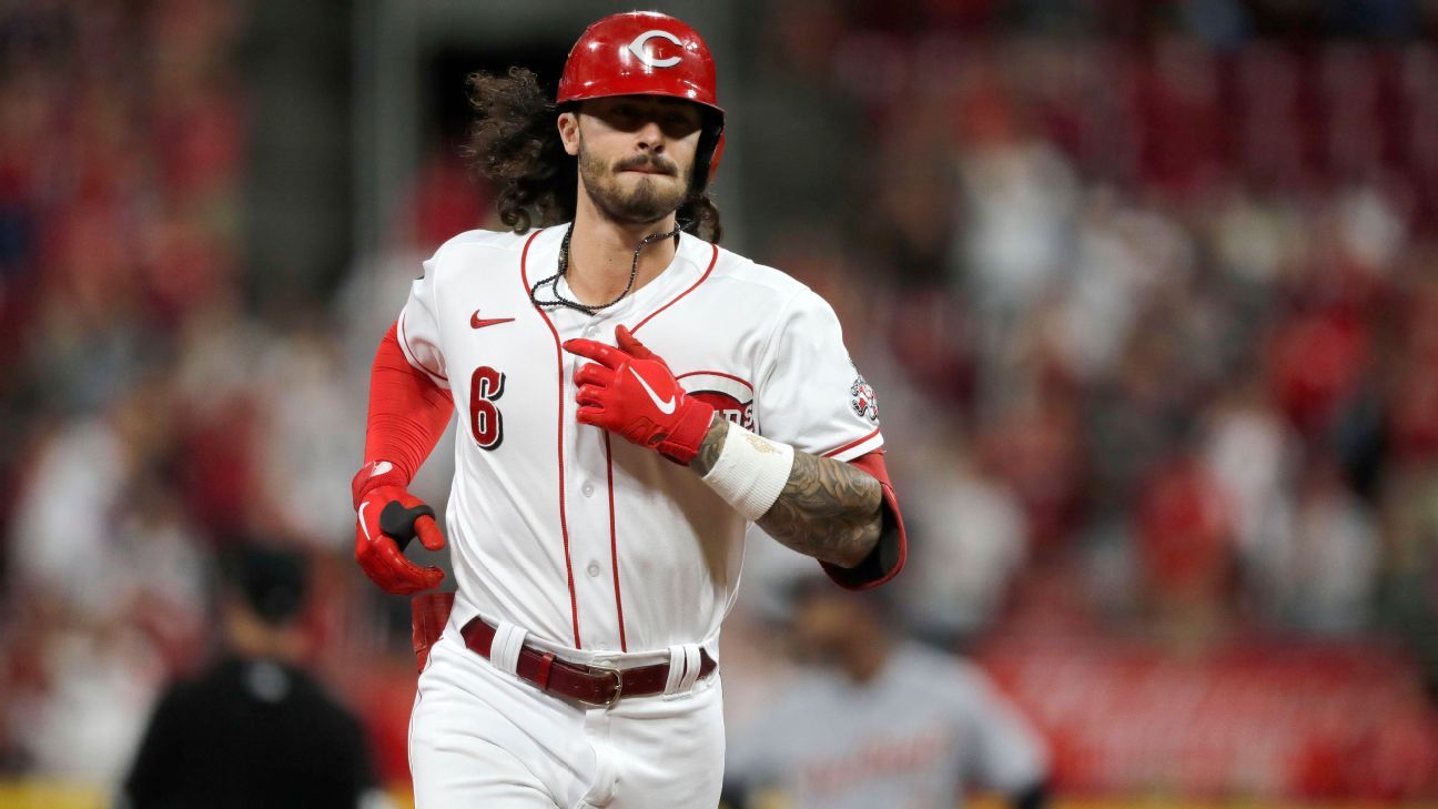 This is a 2021 photo of Jonathan India of the Cincinnati Reds baseball  team. This image reflects the Cincinnati Reds active roster as of Tuesday,  Feb. 23, 2021 when this image was