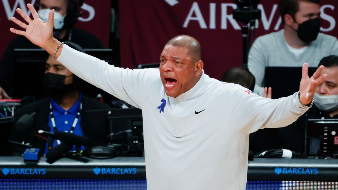 Doc Rivers questions officials after no calls made against Nets in fourth quarter of Brooklyn's win against reeling 76ers