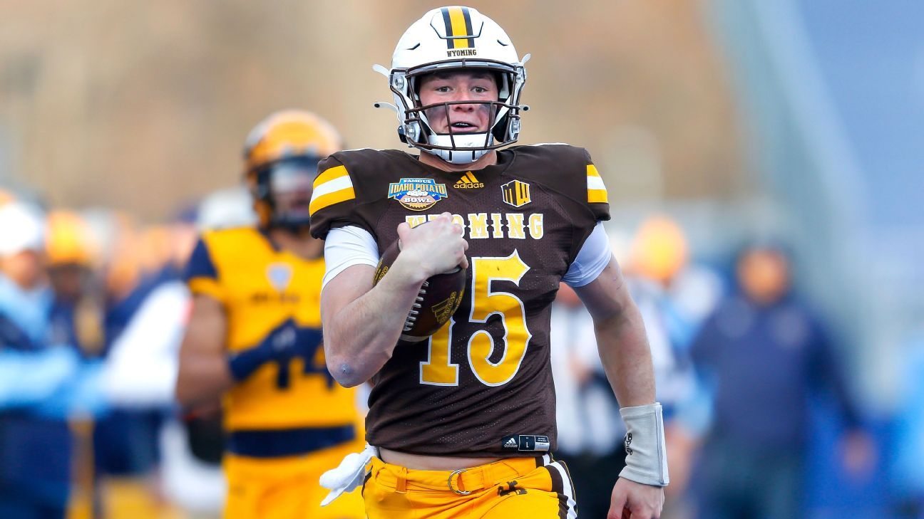 Wyoming Cowboys Team-Issued #64 White Jersey from the Football Program