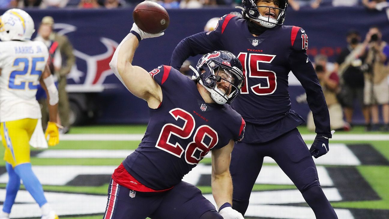 Houston Texans running back Rex Burkhead during the game between