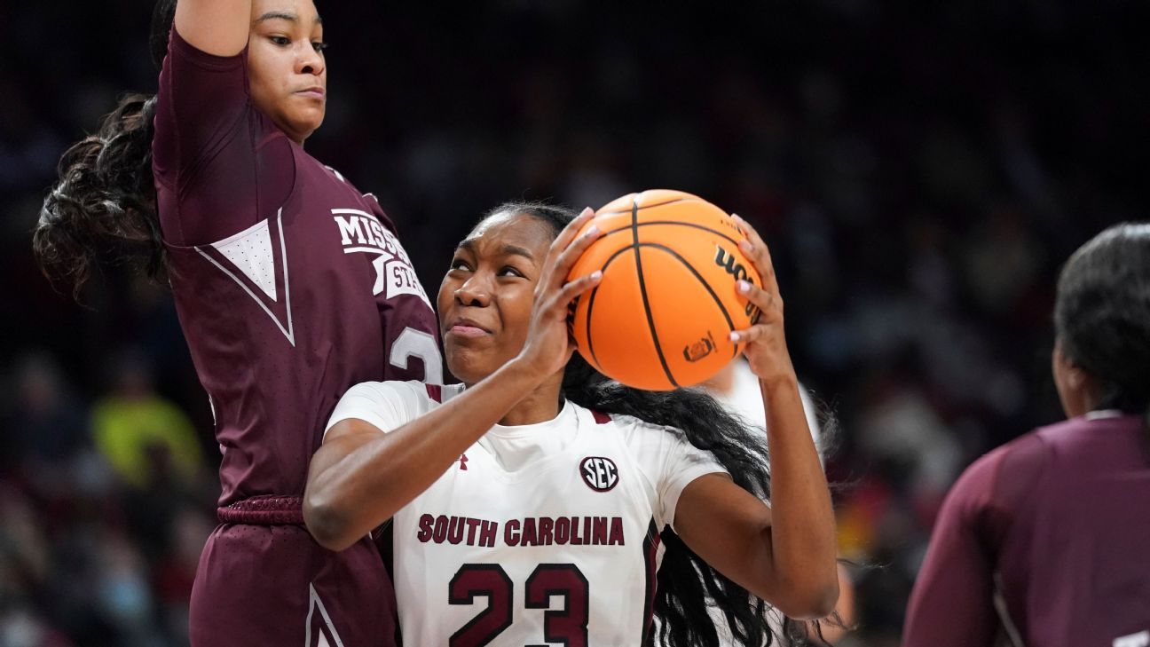 South Carolina stays No. 1 in women's Top 25; Oregon next