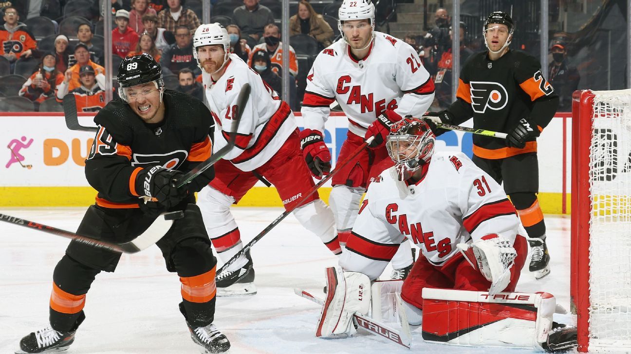 Aho's 1st hat trick helps Hurricanes beat Flyers to end skid