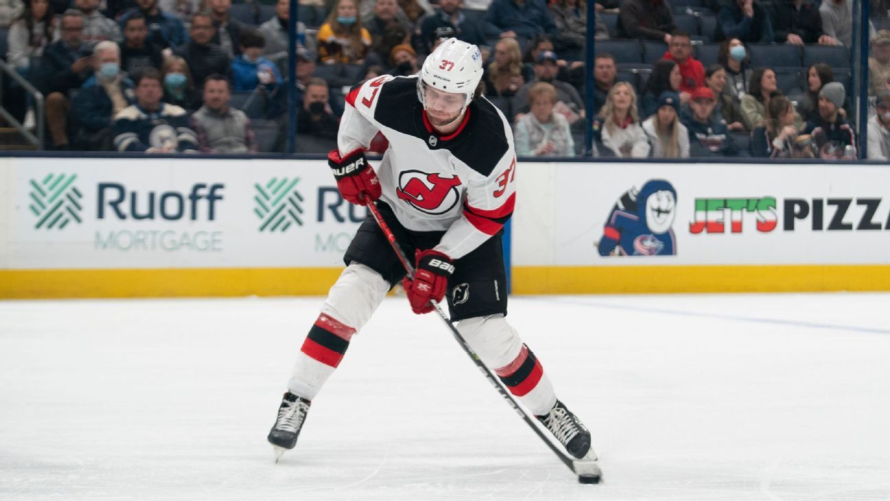 Pavel Zacha New Jersey Devils Adidas Authentic Away NHL Hockey