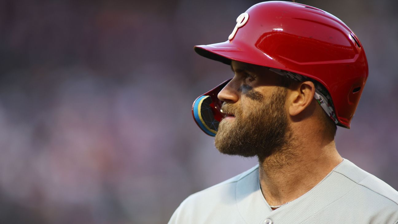 Phillies star Bryce Harper ejected, launches helmet into stands after  charging at umpire Ángel Hernández