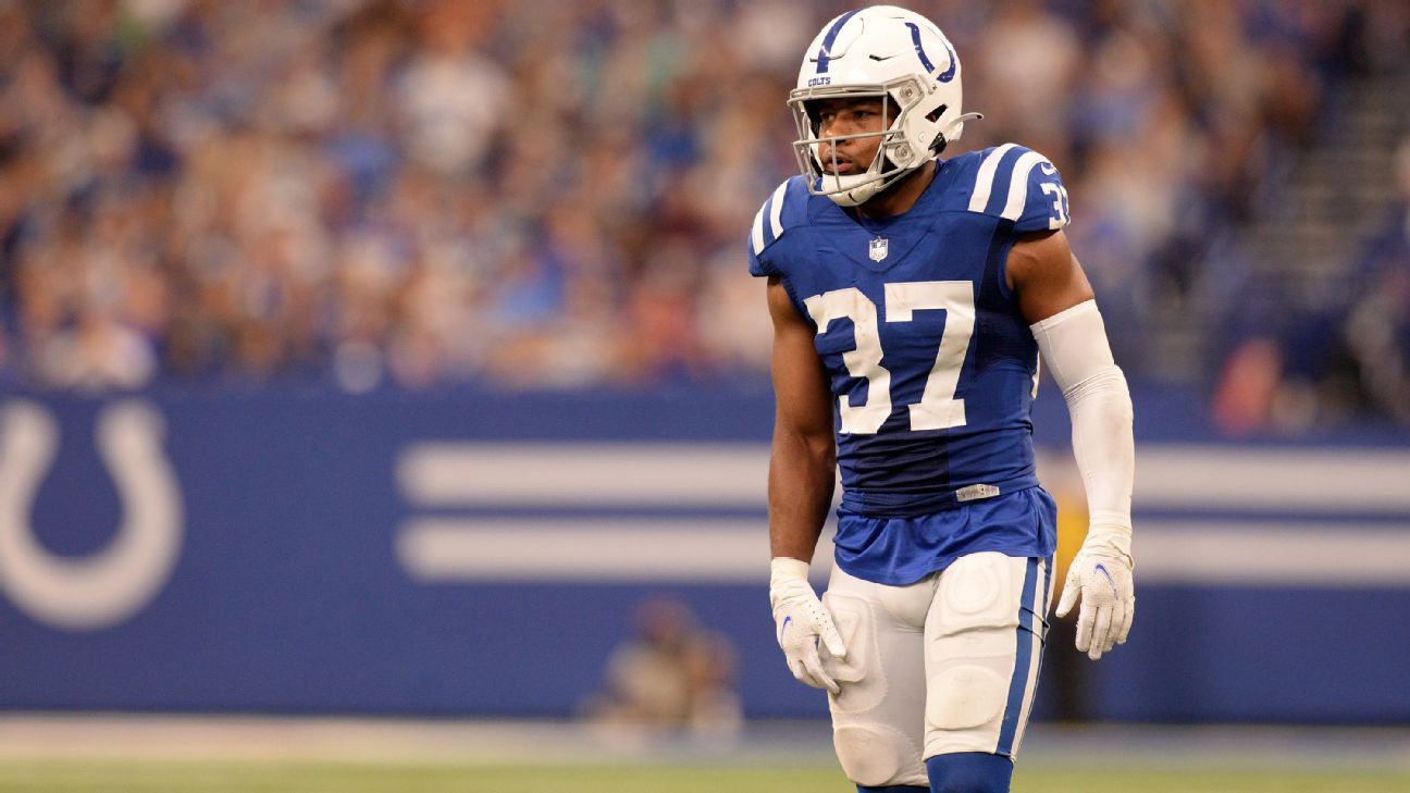 JACKSONVILLE, FL - SEPTEMBER 13: Indianapolis Colts Safety Khari Willis  (37) during the game between the Indianapolis Colts and the Jacksonville  Jaguars on September 13, 2020 at TIAA Bank Field in Jacksonville