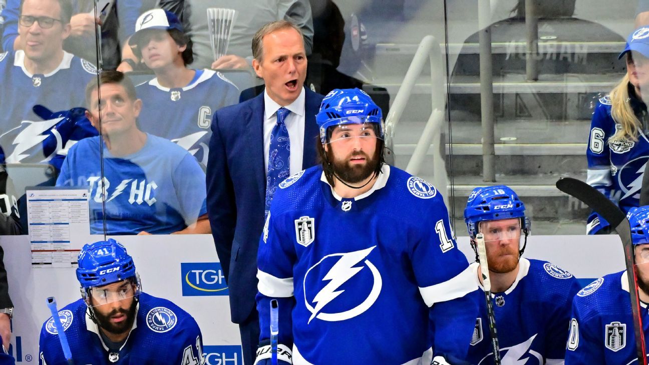 Tampa Bay Lightning coach Jon Cooper questions if Colorado Avalanche center Naze..