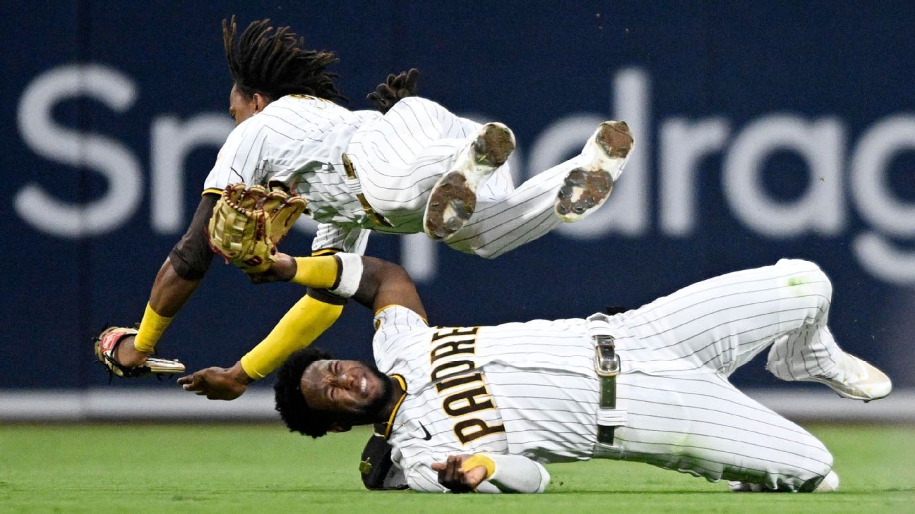 Padres' Jurickson Profar collapses after scary outfield collision with C.J. Abra..