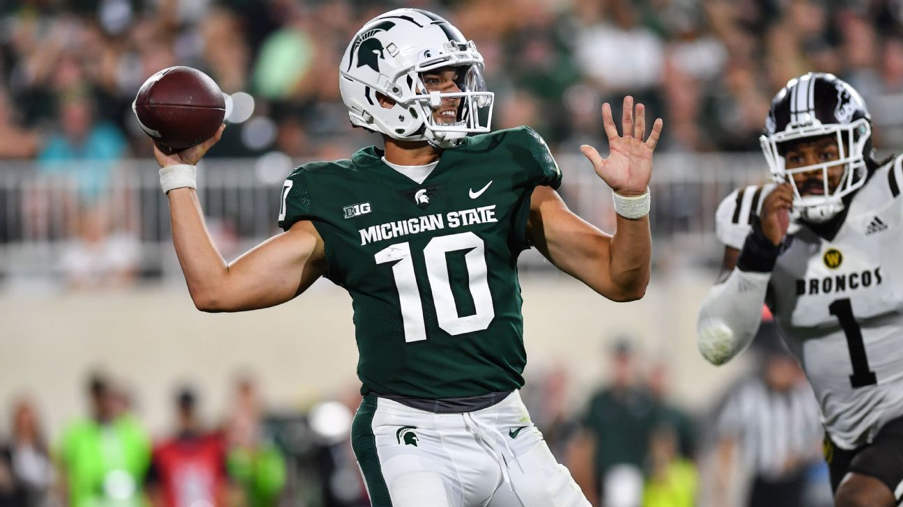 Spartans QB Payton Thorne, top WR Keon Coleman entra no portão