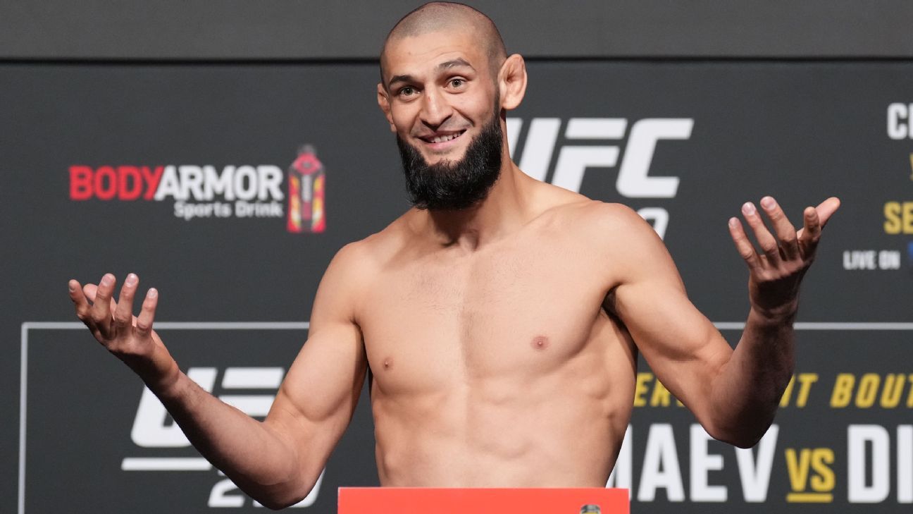 Khamzat Chimaev misses weight by 7.5 pounds; UFC 279 bout vs. Nate Diaz in jeopa..