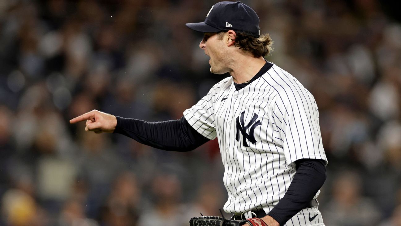 New York Yankees RHP Gerrit Cole, manager Aaron Boone ejected for arguing called..
