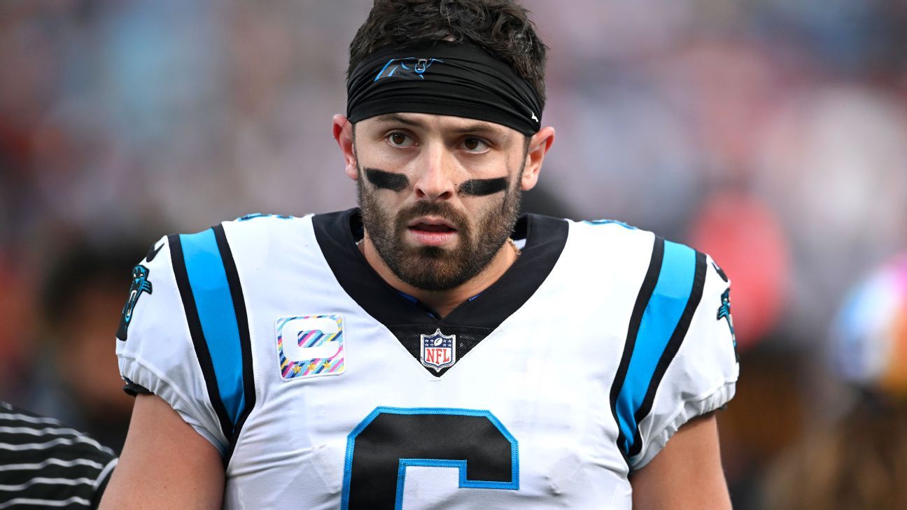 Baker Mayfield in boot, Panthers unsure of status for Week 6 - ESPN