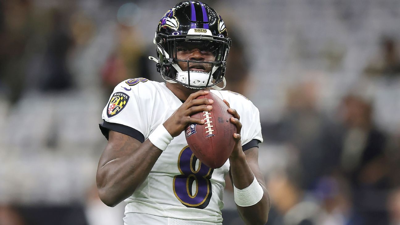 Baltimore Ravens quarterback Lamar Jackson departs with ankle injury