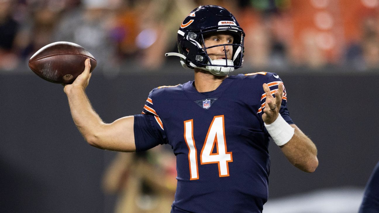 Chicago Bears quarterback Trevor Siemian (15) passes against the New York  Jets during an NFL football game Sunday, Nov. 27, 2022, in East Rutherford,  N.J. (AP Photo/Adam Hunger Stock Photo - Alamy